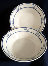 Lade das Bild in den Galerie-Viewer, 2er Set SUPPENTELLER "Scandia Blue (Brickoven Stoneware)" - Keramik / Steingut, Blumen Linien Streifen Dekor