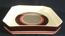 Lade das Bild in den Galerie-Viewer, SCHALE "Avantgarde" - Keramik / Steingut, Modernes Kreise Streifen Dekor, Mittig Grau
