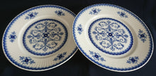 Lade das Bild in den Galerie-Viewer, 2er Set SPEISETELLER "Scharffeuer" - Porzellan, Kobalt Abstrakt Indischblau Strohblume Motiv Relieflinien Dekor