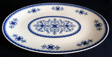 Lade das Bild in den Galerie-Viewer, SERVIERPLATTE "Scharffeuer" - Porzellan, Kobalt Abstrakt Indischblau Strohblume Motiv Relieflinien Dekor