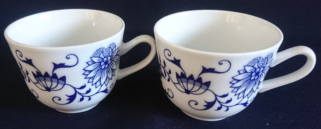 2er Set ESPRESSO~ KAFFEETASSE - Porzellan Inglazed, Traditionelles Zwiebelmuster Motiv Dekor