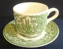 Lade das Bild in den Galerie-Viewer, 2er KAFFEEGEDECK - Keramik / Steingut, Flora Natur Landschaft Haus Häuser Baum Bäume Motiv Dekor
