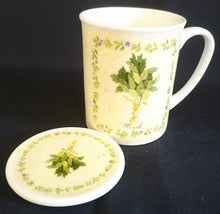 Lade das Bild in den Galerie-Viewer, 2er Set TEETASSE MIT DECKEL - Porzellan, Flora Teeblatt Blätter Motiv Dekor
