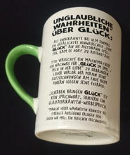 Lade das Bild in den Galerie-Viewer, KAFFEETASSE - Keramik / Steingut, Kleeblatt Glücksschwein Das Wort Glück Text Aufschrift Motiv Dekor
