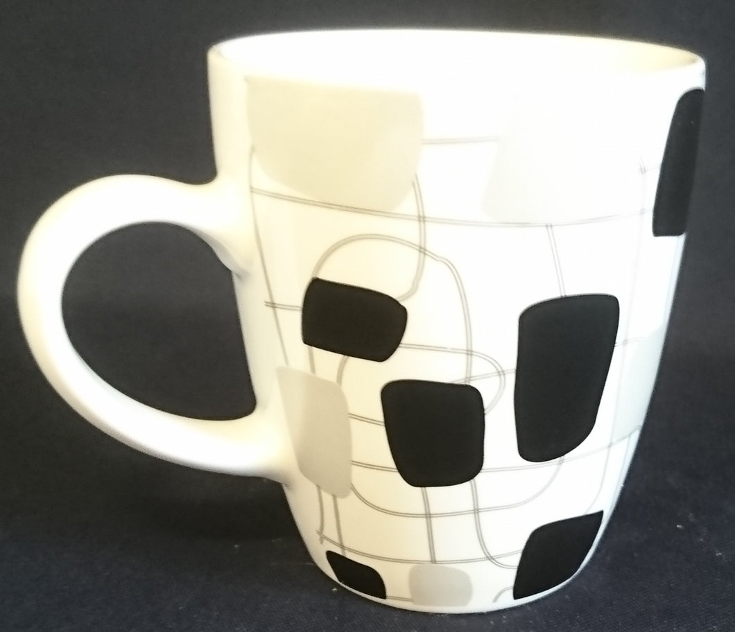 KAFFEETASSE - Porzellan, Abstrakt Flecken Zeichen Karo Symbole Linien Striche Motiv Dekor