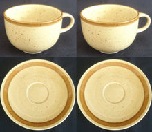 Lade das Bild in den Galerie-Viewer, 2er Set 2er KAFFEEGEDECKE "Onda Sahara" - Porzellan, Zweifärbiges Gesprenkeltes Linien Dekor, Inglasur, Handbemalt
