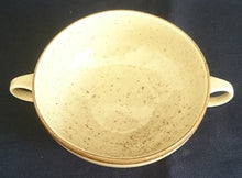 Lade das Bild in den Galerie-Viewer, 2er Set 2er SUPPENTASSEN GEDECKE "Onda Sahara" - Porzellan, Zweifärbiges Gesprenkeltes Linien Dekor, Inglasur, Handbemalt
