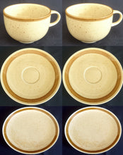 Lade das Bild in den Galerie-Viewer, 2er KAFFEEGEDECK "Onda Sahara" - Porzellan, Zweifärbiges Gesprenkeltes Linien Dekor, Inglasur, Handbemalt
