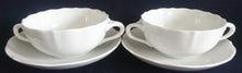 Lade das Bild in den Galerie-Viewer, 2er Set 2er SUPPENTASSEN GEDECKE - Porzellan, Einfärbiges Gastronomisches Relief Motiv Dekor
