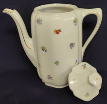 Lade das Bild in den Galerie-Viewer, KAFFEKANNE MIT DECKEL - Porzellan, Florale Blumen Blüten Pflanzen Gold Linien Motiv Dekor
