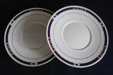 Lade das Bild in den Galerie-Viewer, 2er Set UNTERTASSE - Porzellan, Goldrand Balken Vierecke Karo Abstrakt Motiv Dekor
