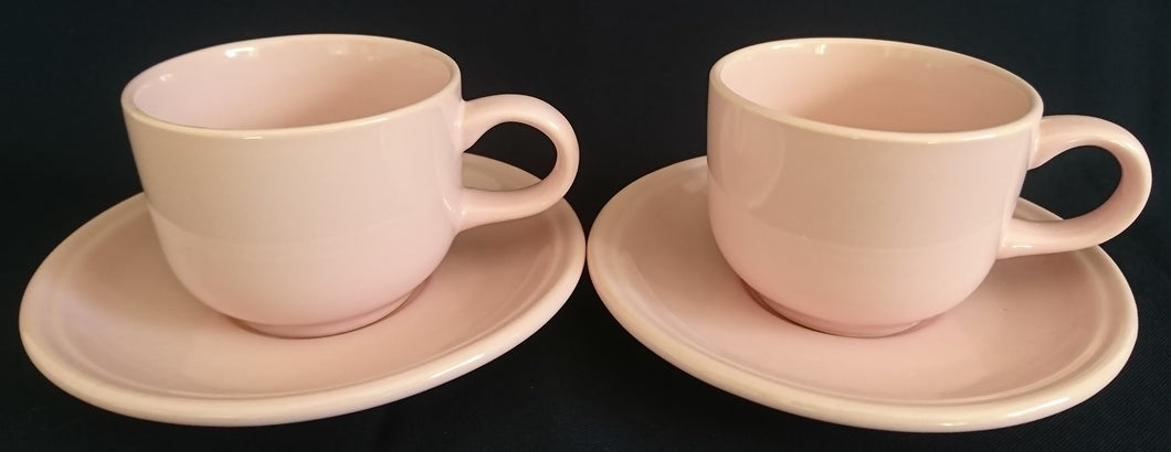 2er Set 2er KAFFEEGEDECKE - Keramik / Steingut, Modernes Rosa Einfärbiges Motiv Dekor