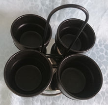 Lade das Bild in den Galerie-Viewer, 5er Set BEILAGENSCHÄLCHEN &amp; SERVIERSTÄNDER - Edelstahl &amp; Keramik , Einfärbiges Modernes Designform Motiv Dekor
