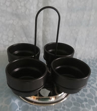 Lade das Bild in den Galerie-Viewer, 5er Set BEILAGENSCHÄLCHEN &amp; SERVIERSTÄNDER - Edelstahl &amp; Keramik , Einfärbiges Modernes Designform Motiv Dekor
