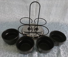 Lade das Bild in den Galerie-Viewer, 5er Set BEILAGENSCHÄLCHEN &amp; SERVIERSTÄNDER - Edelstahl &amp; Keramik , Einfärbiges Modernes Designform Motiv Dekor
