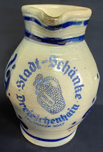 Lade das Bild in den Galerie-Viewer, APFELWEINKRUG BEMBEL - Keramik / Steingut, Klassisch Abstrakt Aufschrift "Stadt - Schänke Dreieichenhain" Motiv Dekor
