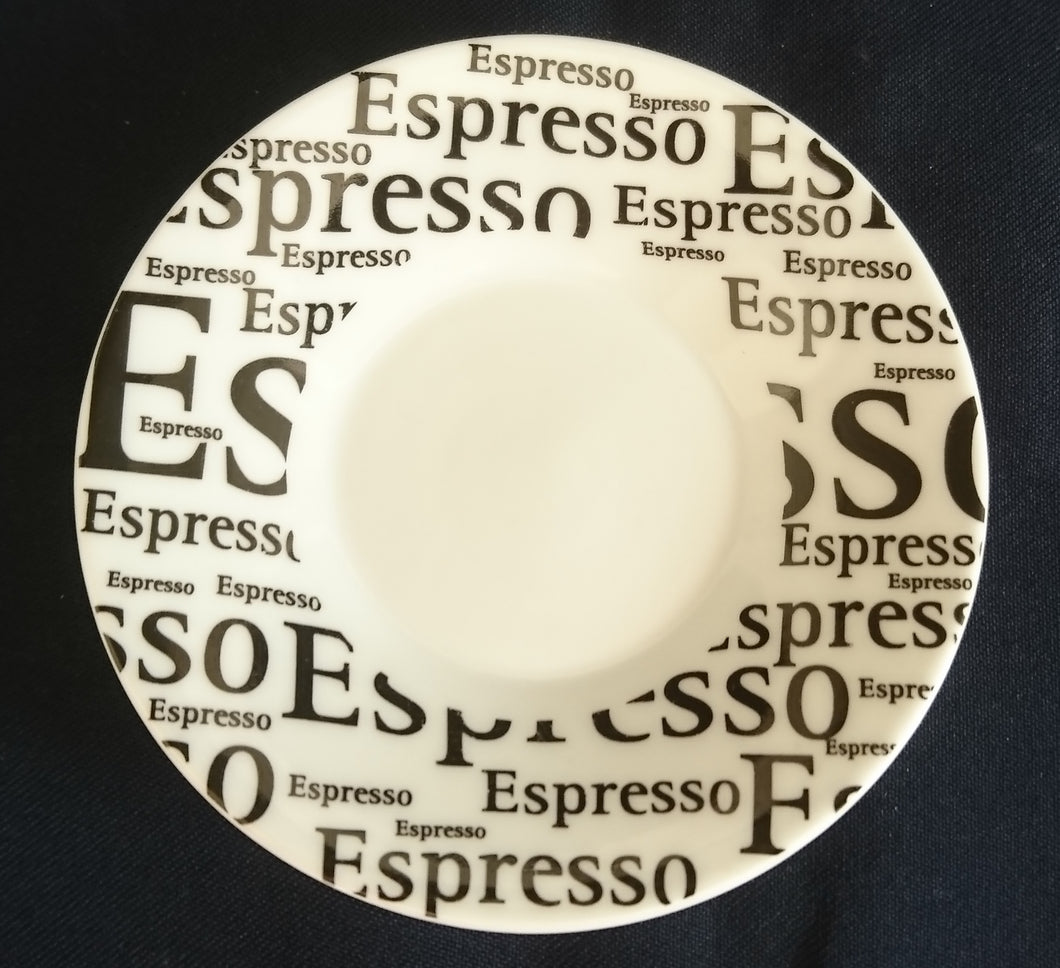 ESPRESSO UNTERTASSE - Porzellan, Große Kleine Espresso Aufschrift Motiv Dekor (nBC)