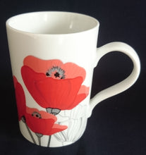 Lade das Bild in den Galerie-Viewer, 2er Set KAFFEETASSEN - Porzellan, Flora Mohnblumen Blüten Pflanzen Motiv Dekor
