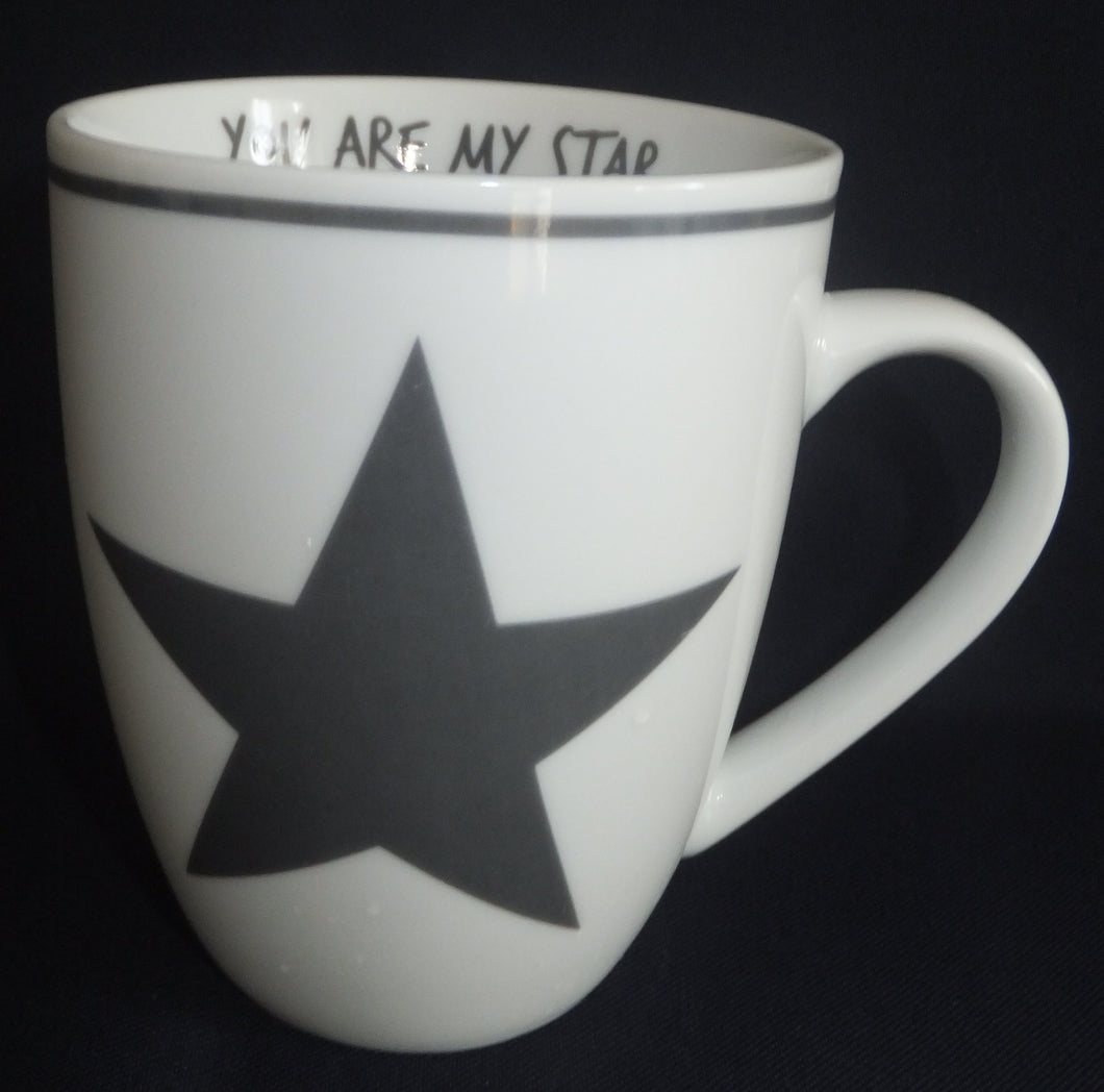 KAFFEETASSE - Porzellan, Stern Linie You Are My Star Aufschrift Motiv Dekor (BC)