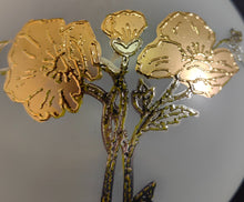 Lade das Bild in den Galerie-Viewer, KUGEL~ BLUMENVASE - Hartglas, Goldrand Flora Pflanze Blume Relief Motiv Dekor
