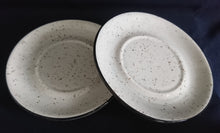 Lade das Bild in den Galerie-Viewer, 2er Set 2er SUPPENTASSEN GEDECKE - Keramik / Steingut, Linien Dekor Rand Gesprenkeltes Motiv Dekor
