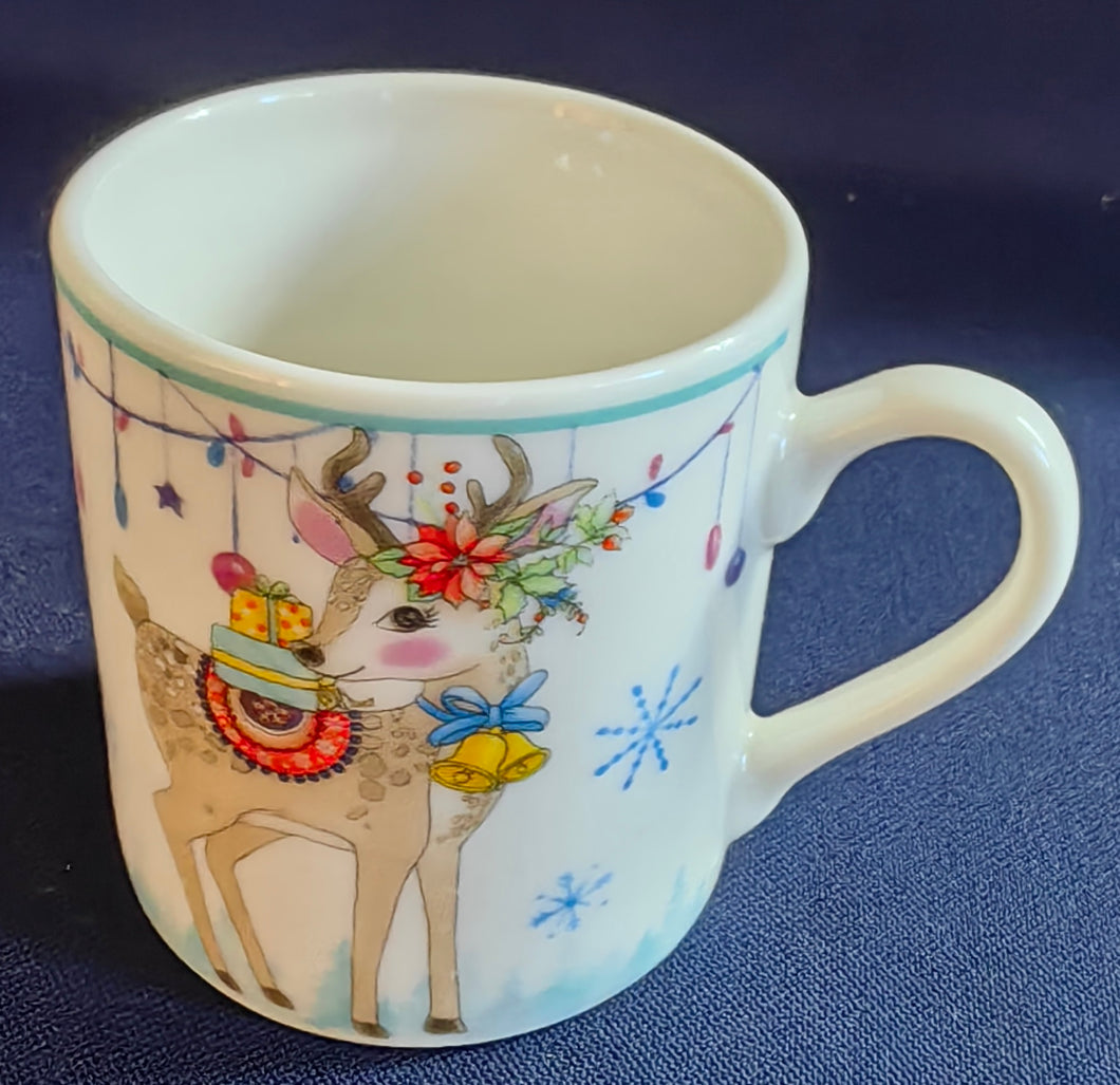 ESPRESSO~ KAFFEETASSE - Porzellan, Weihnachten Advent Rentier Schneeflocken Motiv Dekor