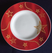 Lade das Bild in den Galerie-Viewer, 2er Set UNTERTASSEN "Flirt" "Gold Stern" - Porzellan, Advent Weihnachtssterne Breiter Motiv Dekorrand (BC)
