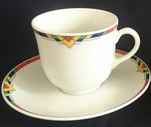 Lade das Bild in den Galerie-Viewer, 2er Set 2er Kaffeegedeck - Porzellan, Abstrakt Geometrisches Dreieck Karo Motiv Dekor
