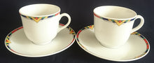 Lade das Bild in den Galerie-Viewer, 2er Set KAFFEETASSEN - Porzellan, Abstrakt Geometrisches Dreieck Karo Motiv Dekor
