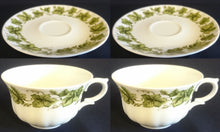 Lade das Bild in den Galerie-Viewer, 2er Set 3er TEEGEDECKE - Porzellan, Flora Weinblatt Blätter Pflanzen Ranken Motiv Dekor
