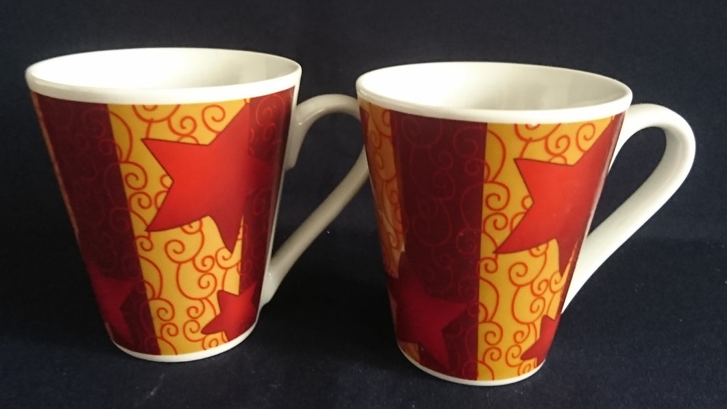 2er Set KAFFEETASSE - Porzellan, Sterne Abstrakt Geometrisch Muster Motiv Dekor