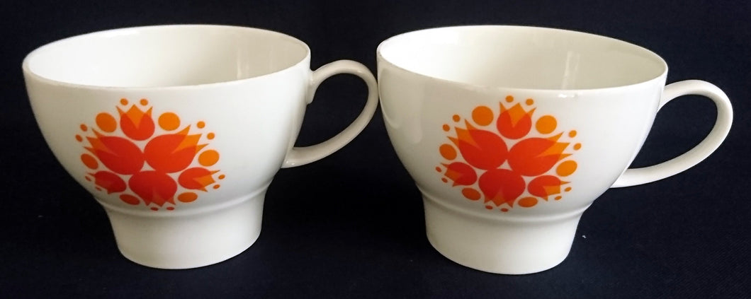 2er Set KAFFEETASSEN - Porzellan, Flora Abstrakt Blumenblüten Pflanzen Motiv Dekor