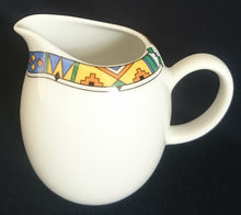 Lade das Bild in den Galerie-Viewer, 3er Set MILCHKÄNNCHEN &amp;  ZUCKERDOSE MIT DECKEL - Porzellan, Abstrakt Symbole Zeichen Geometrisches Motiv Dekor
