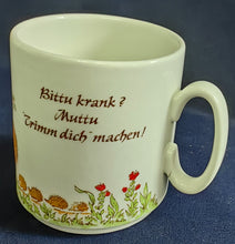 Lade das Bild in den Galerie-Viewer, KAFFEETASSE - Keramik / Steingut, Flora Fauna Pflanzen Blüten Tiere Hase Igel Aufschrift Bittu krank? Muttu Trimm dich' machen! Motiv Dekor
