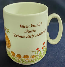 Lade das Bild in den Galerie-Viewer, KAFFEETASSE - Keramik / Steingut, Flora Fauna Pflanzen Blüten Tiere Hase Igel Aufschrift Bittu krank? Muttu Trimm dich' machen! Motiv Dekor
