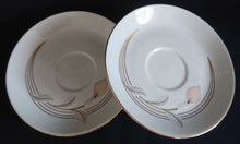 Lade das Bild in den Galerie-Viewer, 3er KAFFEEGEDECK - Porzellan, Goldrand Flora Blumenblüte Relief Motiv Dekor
