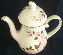 Lade das Bild in den Galerie-Viewer, KAFFEEKANNE MIT DECKEL - Porzellan, Flora Nelken Blumenblüten Linien Rand Motiv Dekor
