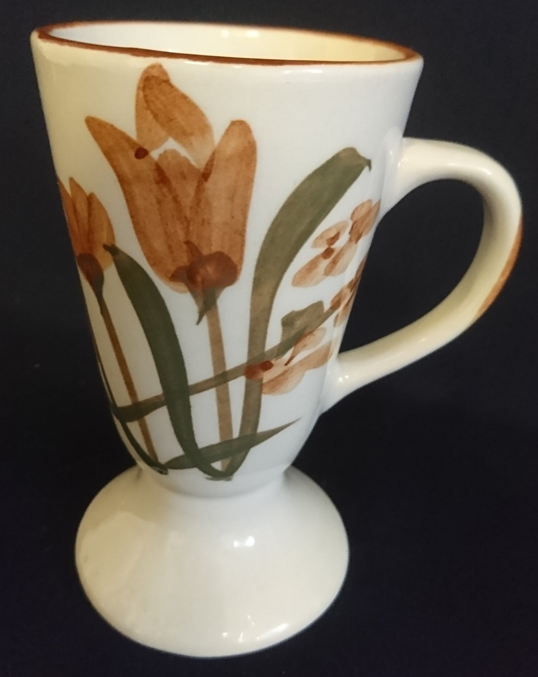 KAFFEETASSE - Keramik / Steingut, Blumen Blüten Pflanzen Flora Rand Motiv Dekor