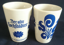 Lade das Bild in den Galerie-Viewer, 2er Set APFELWEIN TRINKBECHER &quot;Limited Edition Nr. 2&quot; - Keramik / Steingut, Abstrakt Blumen Schriftzug Motiv Dekor
