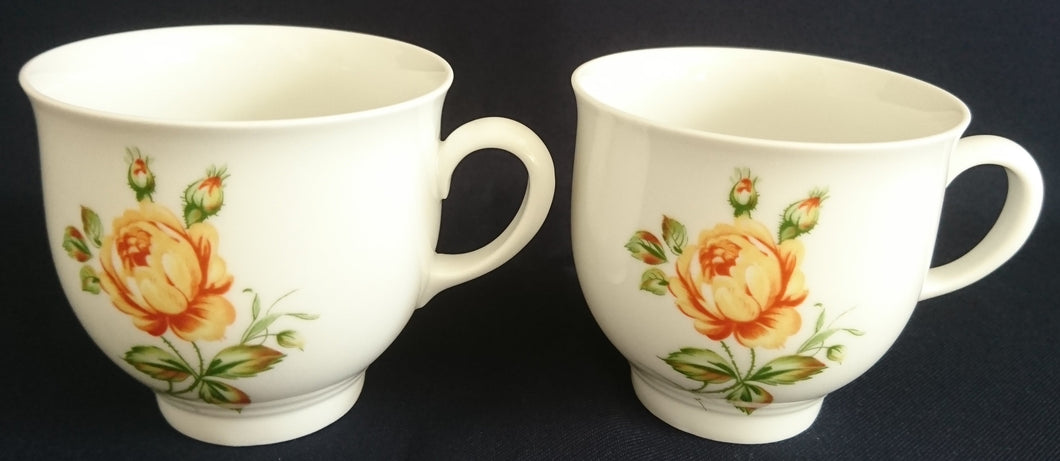 2er Set KAFFEETASSEN - Porzellan, Flora Rosen Blumen Blüten Pflanzen Motiv Dekor