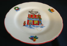 Lade das Bild in den Galerie-Viewer, 3er TEEGEDECK - Porzellan, Haus Kinder Fahrrad Schneemann Linien Randdekor
