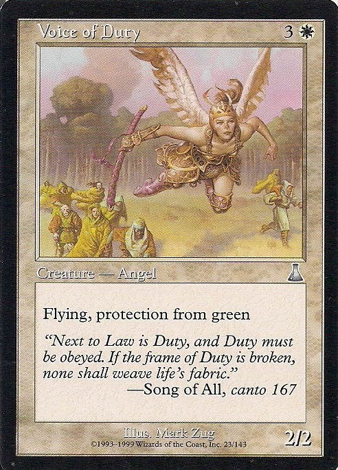 VOICE OF DUTY, Magic -The Gathering-, Ausgabe / Set /  Urzas Schicksal (Urza´s Destiny) 1999