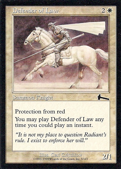 DEFENDER OF LAW, Magic -The Gathering-, Ausgabe / Set / Serie Urzas Vermächtnis (Urza´s Legacy) 1999