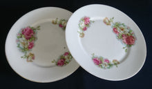Lade das Bild in den Galerie-Viewer, 2er Set DESSERTTELLER - Porzellan, Rosenblumenstrauß Motiv Goldrand Dekor

