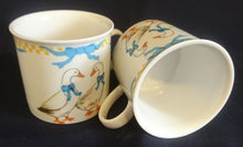 Lade das Bild in den Galerie-Viewer, 2er Set KAFFEETASSEN "Porcelain Collection" - Porzellan, Ländliches Gänse Schleifen Motiv Dekor
