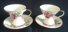 Lade das Bild in den Galerie-Viewer, UNTERTASSE - Porzellan, Rosen Blumenstrauß Goldrand Dekor
