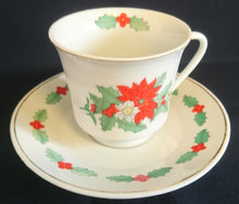 Lade das Bild in den Galerie-Viewer, 3er KAFFEEGEDECK - Porzellan, Advents Weihnachtsstern Flora Blatt Blätter Goldrand Dekor
