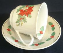 Lade das Bild in den Galerie-Viewer, 3er KAFFEEGEDECK - Porzellan, Advents Weihnachtsstern Flora Blatt Blätter Goldrand Dekor
