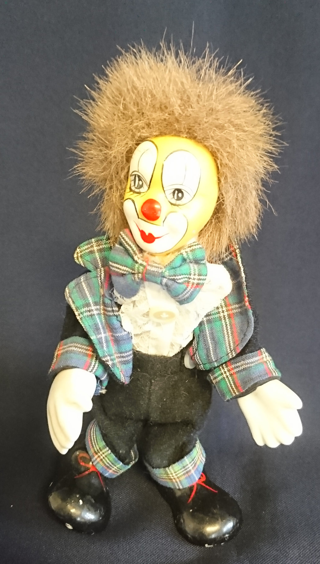 CLOWN PUPPE - Mittelgroß, Stoff / Porzellan, Handarbeit, Handbemalt (A)