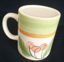 Lade das Bild in den Galerie-Viewer, 6er Set KAFFEETASSEN - Fein Keramik / Steingut, Kirschen Blätter Zweige Motiv Dekor
